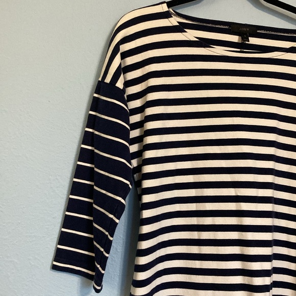 J. Crew Womens Sz M Navy Ivory Nautical Stripe Ponte Mini Shift Dress Colorblock - Picture 4 of 13